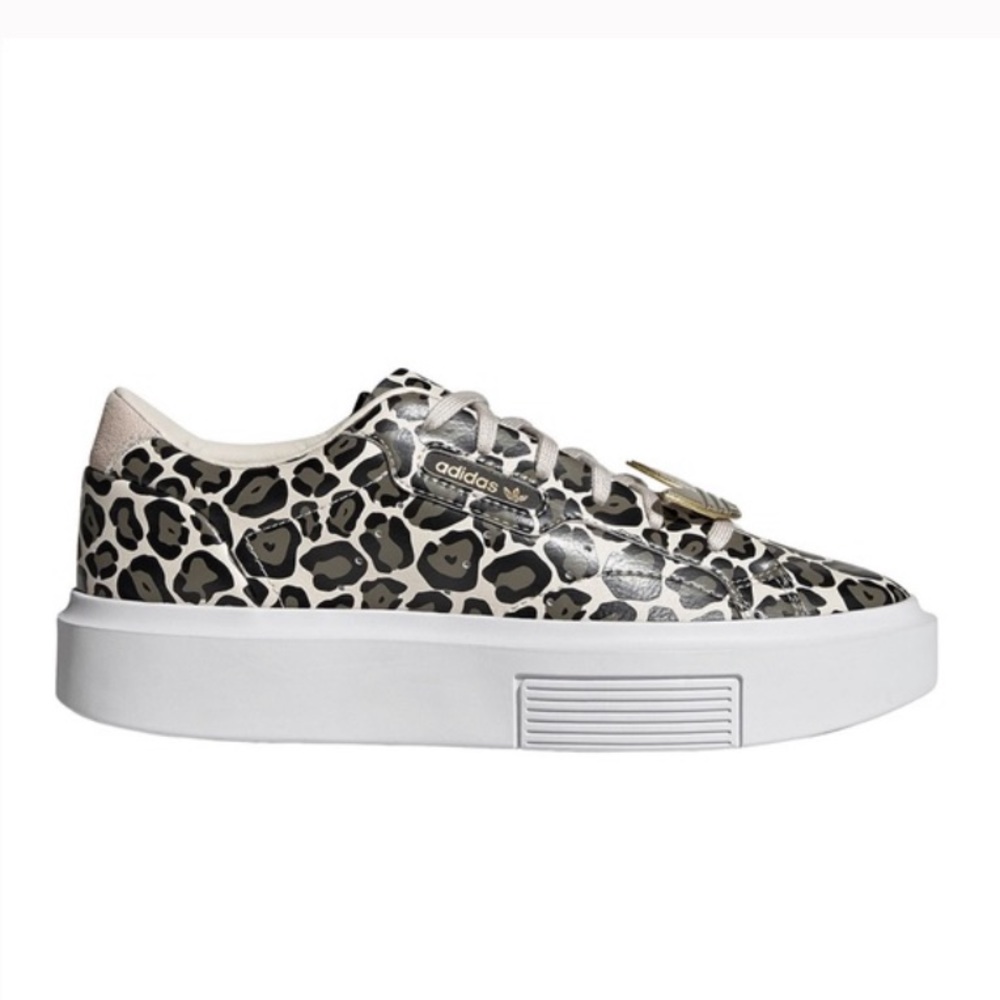 Adidas Leopard Print Gold Metal Platform Sneaker Size:9